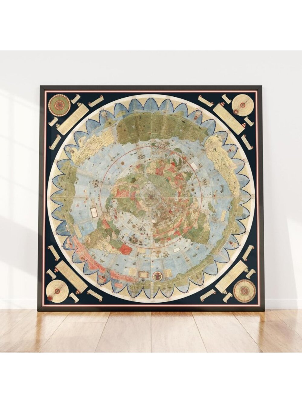 Vintage 1587 World Map Art Print - Historic Decor for Home or Office - 36"x36